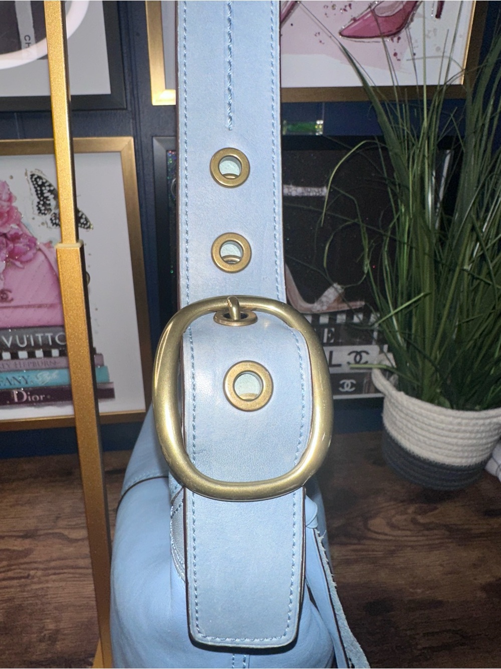 Coach Legacy Lace-Up Hobo Bag 11422 Sky Blue Leather Y2K Vintage Brass - Picture 5 of 16